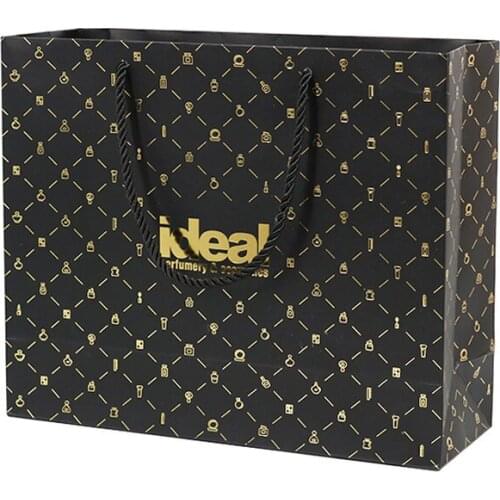 Premium crocodile skin texture paper with gold foil logo paper bag