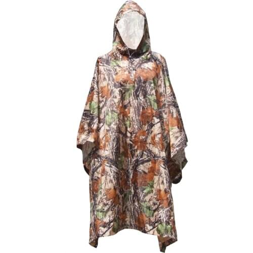 Waterproof Hooded Raincoat Poncho Hunting Camping Hiking Fishing Jacket Suit