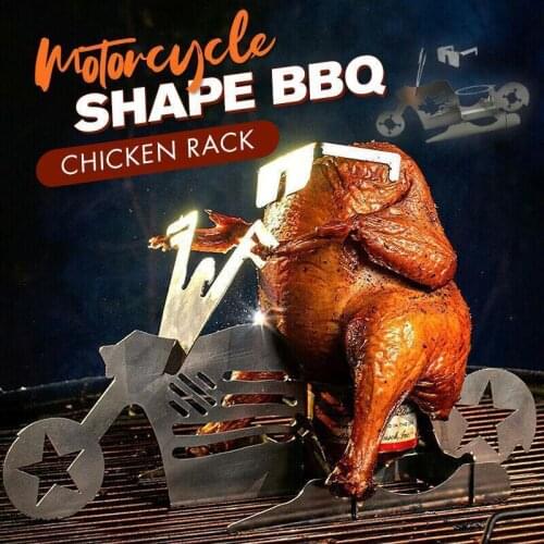BBQ Chicken Stand Beer Funny American Motorcycle Stainless Steel Rack Tools Funny Roast Chicken Rack Grilling Roast Rack