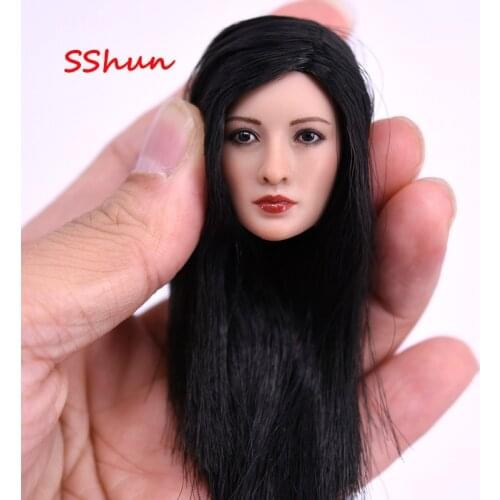 1/6 Scale Female Soldier Head Sculpture Asian Beauty Hair Planting Head Sculpture Like Liu Yan Liu Yifei Model For 12'' Action