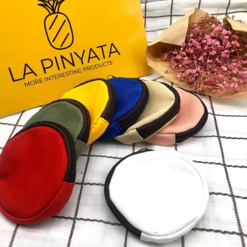 1pc Craft Bags Mini Coin Purses Round Solid Color Canvas Fashion Creative Economic Gift Cotton And Linen Zipper Blank Pouches