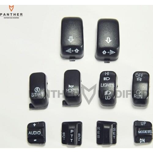 10 PCS BLACK Motorcycle Radio Cruise Control Switch Cap Kit case for 1996-2013 Harley Touring 2010 2011 2012