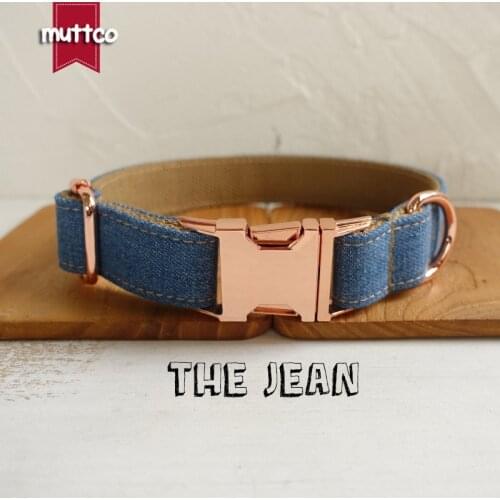 10pcs/lot MUTTCO self-design dog collar THE JEAN handmade collar mazarine and brown 5 sizes dog collar or leash UDC035M