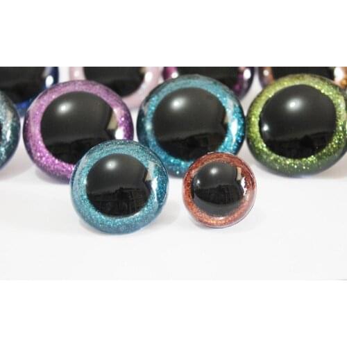 10pcs--N16--26mm/28mm/30mm/40mm/50mm big size round clear toy safety glitter eyes + glitter fabric + hard washers