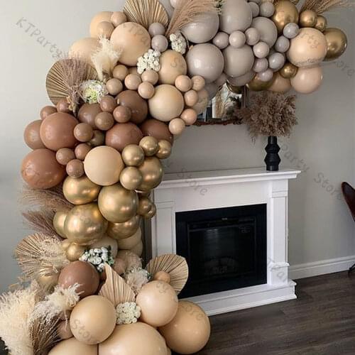 145Pcs Cream Coffee Balloons Garland Kit Wedding Decoration Khaki Brown Balloon Arch Globos Baby Shower Birthday Party Decor