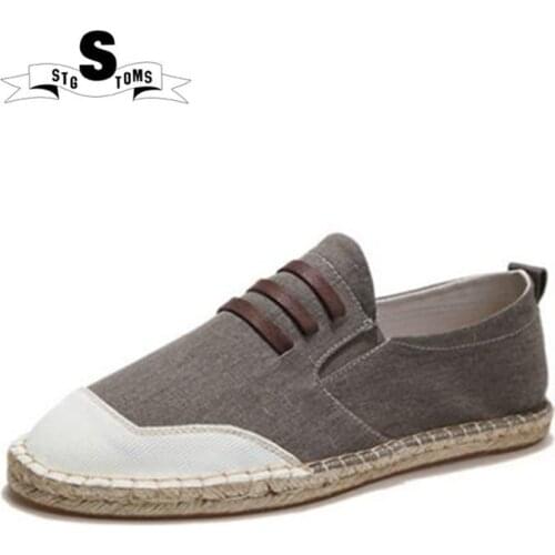 2018 Cool Men canvas espadrilles Fashionabl stripes shoes 100% Cotton handmade breathable Shoes Male Black Sneaker tm0066