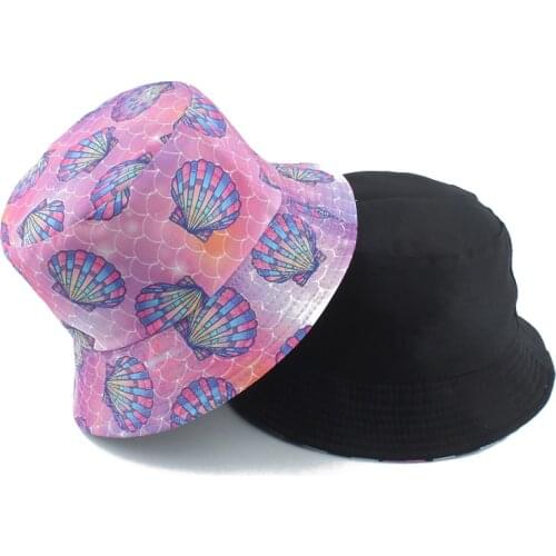 2021 Panama Sea Shell Shark Turtle Print Fisherman Hat For Women Outdoor Summer Sun Bucket Hat Men Bob Femme Hip Hop Cap