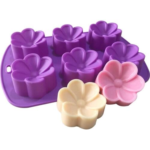 6Cavity Flower Soap Mold Handmade Soap Mold Mousse Cake Silicone Mold Cake Baking Tools Soap Molds For Soap Making