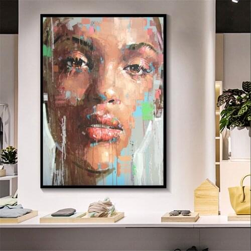 Abstract African Woman Portrait Canvas Painting Posters and Prints Graffiti Art Wall Art Picture for Living Room Home Decoration