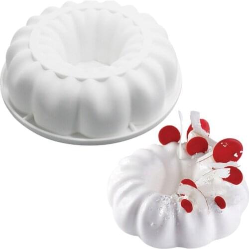 White 3D Classic Round Mousse Jelly Pudding Mold French Dessert Sandblasted Silicone Cake Mold Diy Baking Tools 20*5.5cm