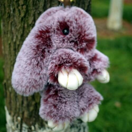 Trinket BIG MORE 18CM fake pompom keychain bunny keychains on bag rabbit fur Keychain fur pom pom charms for bags anime