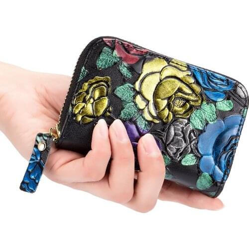 2019 card holder item organizer female girl zipper wallet coin purse money bag billetera genuine leather concise pouch new