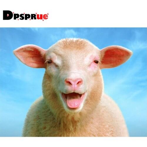 Dpsprue Full Square/Round 5D Diy Diamond Painting Cross Stitch "Sheep Animal" Diamond 3D Embroidery Mosaic Home Decor CG07