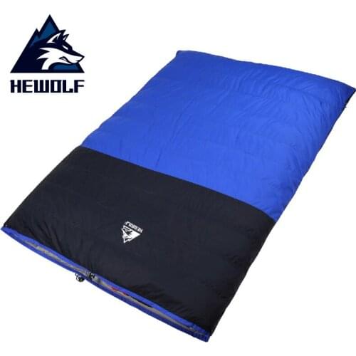 Hewolf Outdoor Adult Double Down Sleeping Bag Couple High Quality Detachable Thick Warm Autumn And Winter Duck Down Sleeping Bag