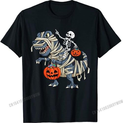 Skeleton Riding Mummy T Rex Halloween Boys Women T-Shirt Camisas Men Family Men T Shirt Design Tops Shirt Cotton Geek