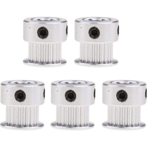 GT2 5mm Bore 20 Teeth Timing Belt Pulley for 3D Printer, Pack of 5
