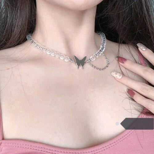 Harajuku Punk Style Butterfly Choker Necklace For Women Gothic Hip Hop Link Chain Necklace Gift Party Jewlery