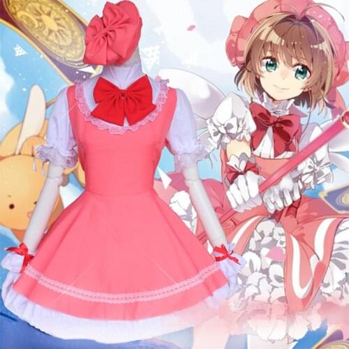 Cardcaptor Sakura Cosplay Lolita Maid Dress Sakura Card Captor Sakura Kinomoto Cosplay Japan Uniform Anime Costume