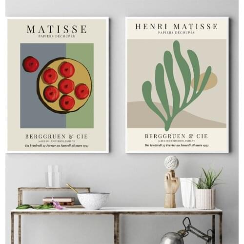Matisse Still Life Paintings Exhibition Posters and Prints Apple Flowers Canvas Painting Museum Gallery Wall Art Pictures Decor