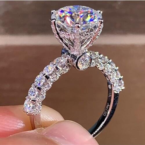 18K Au750 White Gold Women Wedding Party Engagement Ring 1 2 3 4 5 Carat Round Crown Moissanite Diamond Ring Luxury Trendy Gift