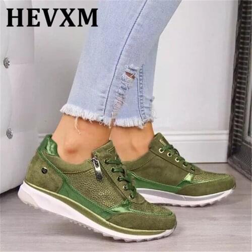 Women Shoes Gold Sneakers Zipper Platform Trainers Women Shoes Casual Lace-Up Tenis Feminino Zapatos De Mujer Womens Sneakers