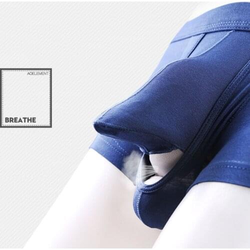 Mens Swimming Trunks 2 U Pouch Separate Easy Wear Cellulose Fibre M-Rise Refreshing Boxer Male Sexy Lingerie Gays Underpa L~5XL