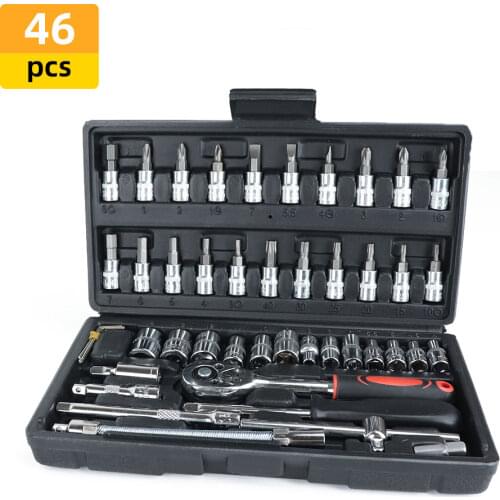46 PCs Set Wrench Hand Tool Set Car Repair Tool Kit Set Home Mechanical Tools Ratchet Torque Wrench Socket Garage Tools Box Set