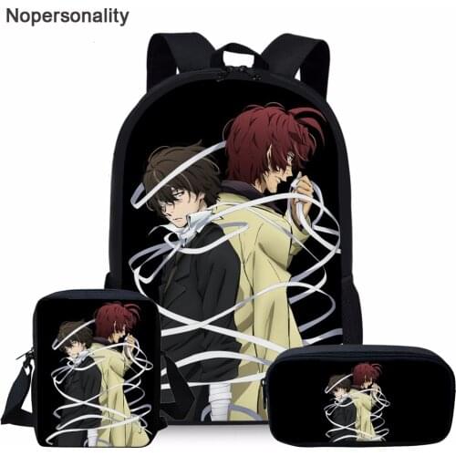 Nopersonlity Anime Bungou Stray Dogs School Bag Set for Teen Boys Cool Children Girls Bookbags Cartoon Kids Schoolbags