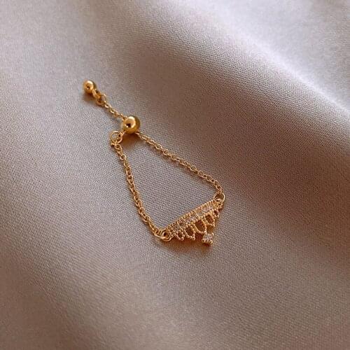 New Sale delicate The Queens Crown With Cubic Zircon adjust Chain Band Fashion Trendy Women Gold Color Rings For Women