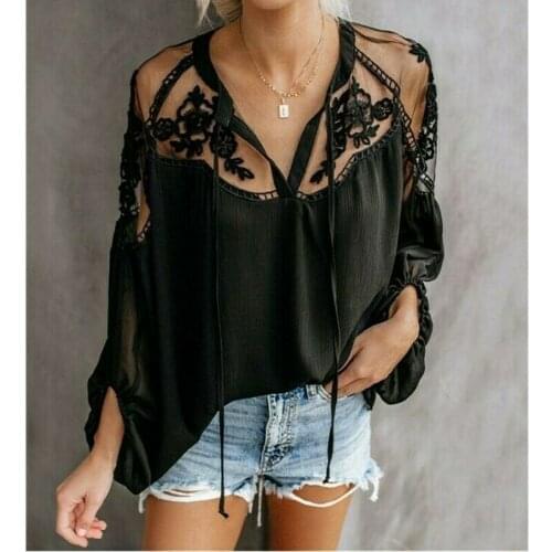 Newest Style Women Summer Chiffon Casual Tops Long Sleeve Blouse Shirt Tee