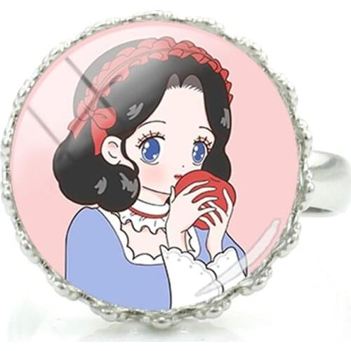 Disney 2021 New Ring Temperament Trend Cute Snow White Ring Jewelry Adjustable Size Ring Fashion Glass Jewelry