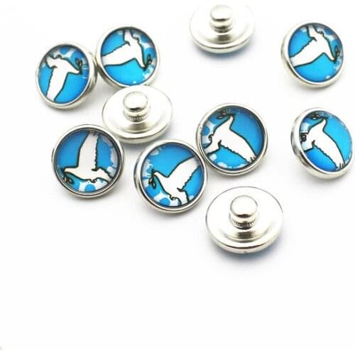 New Arrive 20pcs/lot PIGEON 12mm Glass Snap Buttons Fit DIY Snap Bracelet Snap Button Charms Jewelry