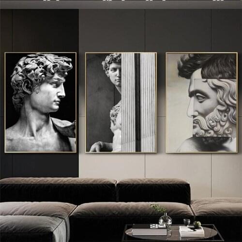 David Sculpture Posters And Prints Nordic Statue of David Photos Classical White And Black Canvas Wall Art Paintings Wall Decor