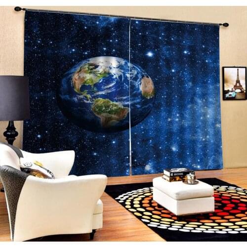 Custom any size photo High quality custom 3d curtain fabric blue curtains for bedroom Decoration curtains