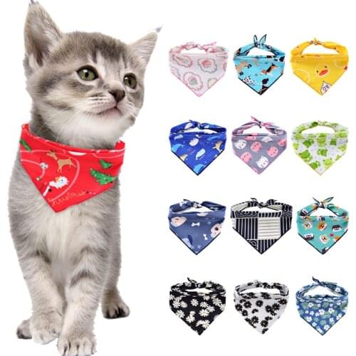 Christmas Adjustable Cat Bibs For Small Dogs Collars Tie Necktie Halloween Cat Scarf Puppy Bandanas For Cat Triangular Bow Ties