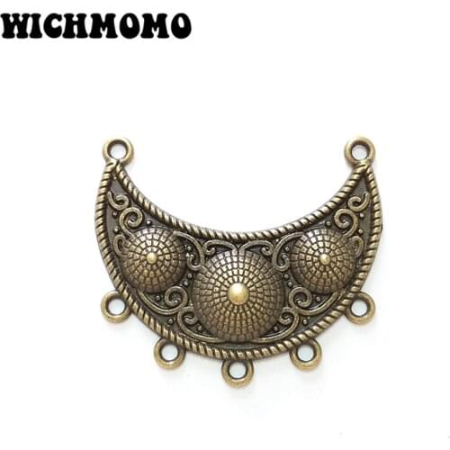 2019 New 47*40mm 3pieces/bag Zinc Alloy Bronze Moon Earrings Porous Connector Charms Linker for DIY Jewelry Accessories
