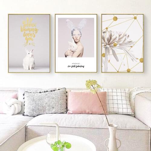 Nordic Modern Canvas Painting Home Decor Fashion Lady Figure Picture Wall Art Letter Minimalist Print Girl Bedroom Art Painting