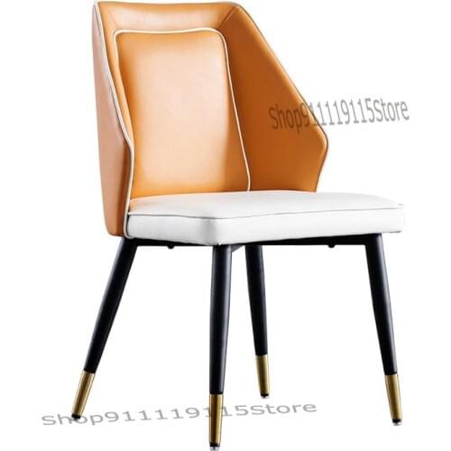 Modern Simple Family Back Leather Dining Chair Light Luxury Net Red Makeup Chair Iron Table Chair Nordic Restaurant Chair