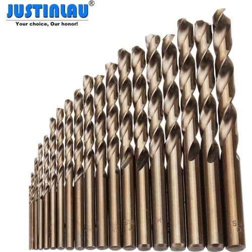 19pcs/set 1-10mm HSS-Co M35 Cobalt Straight Shank Twist Drill Bit Power Tools Accessories for Metal Stainless Steel Drilling