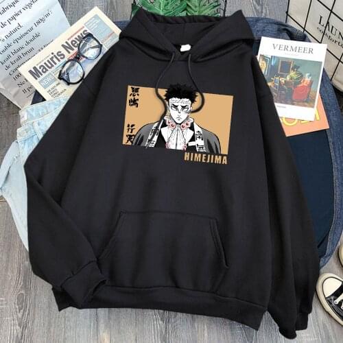 Man Hoodies Demon Slayer Gyomei Himejima Harajuku Loose Sweatshirts Hooded Mens Fleece Warm Clothes Hip Hop Streetwear Hoody