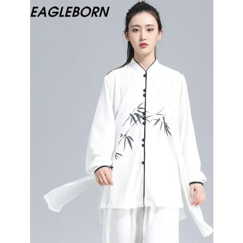 Chinese Traditional Tai Chi Clothing Group Performance Clothing Spring Autumn Men Women Long-sleeved Three-piece Kung Fu Uniform