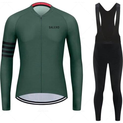 Spring Autumn Cycling Jersey Set 2021 New Team Long Sleeve Jersey Bib Pants Ropa Ciclismo Bicycle Clothing MTB Bike Men Clothes