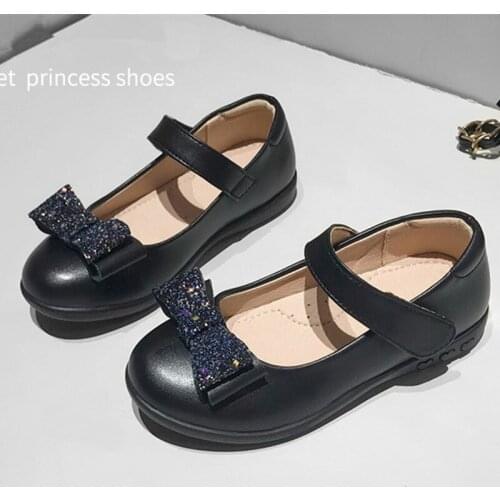 Top Quality Black School Kids Leather Shoes Girls Princess Shoes For Student performance Dress Shoes 4 5 6 7 8 9 10 11 12 13-15T