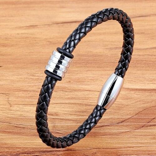 TYO Hot selling Fashion Bracelet Men Stainless Steel Handmade Men Jewelry Bracelets Bangles Braided Leather Bracelet Wholesale