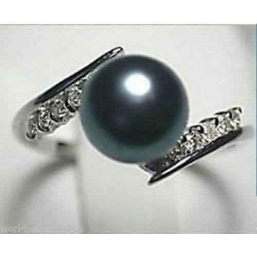 Jewelry black shell pearl ring ,size:7,8,9