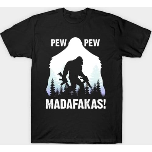 Funny Cartoon Pew Pew Madafakas Cat Printed T Shirts Cool Gorilla Gangster with Gun Graphic Tops Casual Harajuku Tee Camisetas