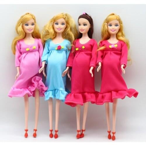[Funny] 4pcs/lot 30cm New Educational Real pregnant doll suits mom doll have a baby in her tummy figure pregnant woman model toy