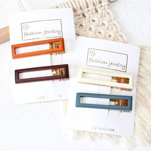 Women Natural Wood Hair Clips Retro Handmade Geometric Hair Pins Simple Solid Barrettes Hair Accessories Personal Bobby Pins