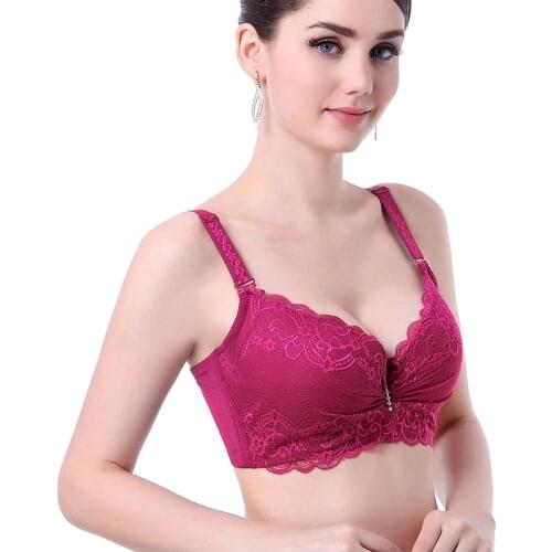 Women 3/4 Cup Deep V Lace Lady Push Up Bra Black Bras For Women Sexy Lingerie Large Cup Sujetador Sutia Big Size