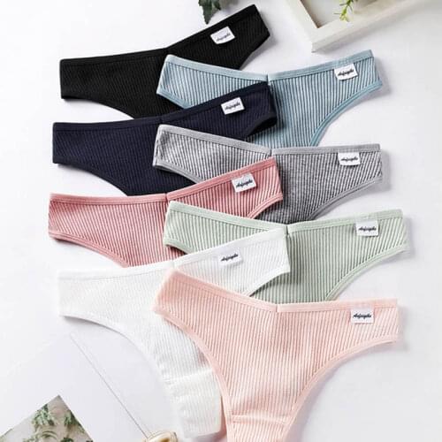 S/M/L/XL Elastic Vertical Pattern Thongs Panties Sexy Low-waist No Trace Pure Color 1Pcs Lady Briefs